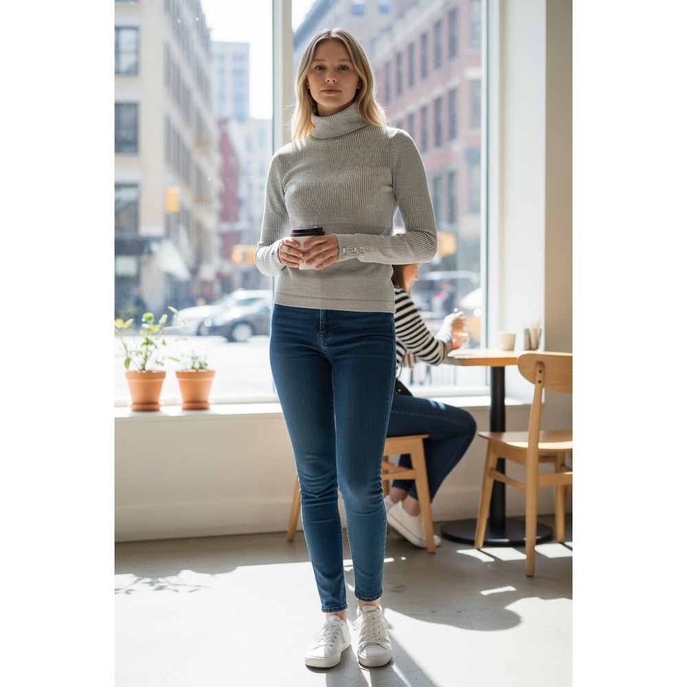 Athleta XS NEW Striped Long Sleeve Turtleneck Top